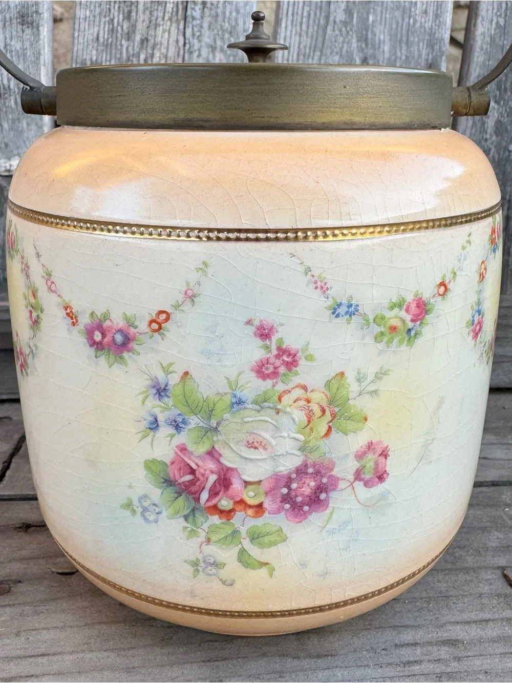 Antique Victorian Wm Adams & Co Biscuit Jar - Crown Semi-Porcelain England